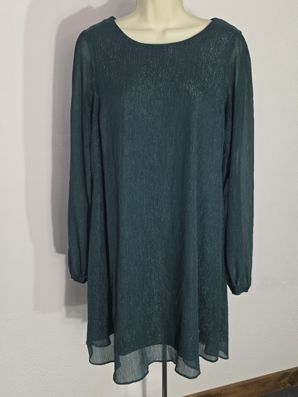 Andree By Unit Dress Sparkling Flowy Sheer Overlay Green Size M - Picture 8 of 14